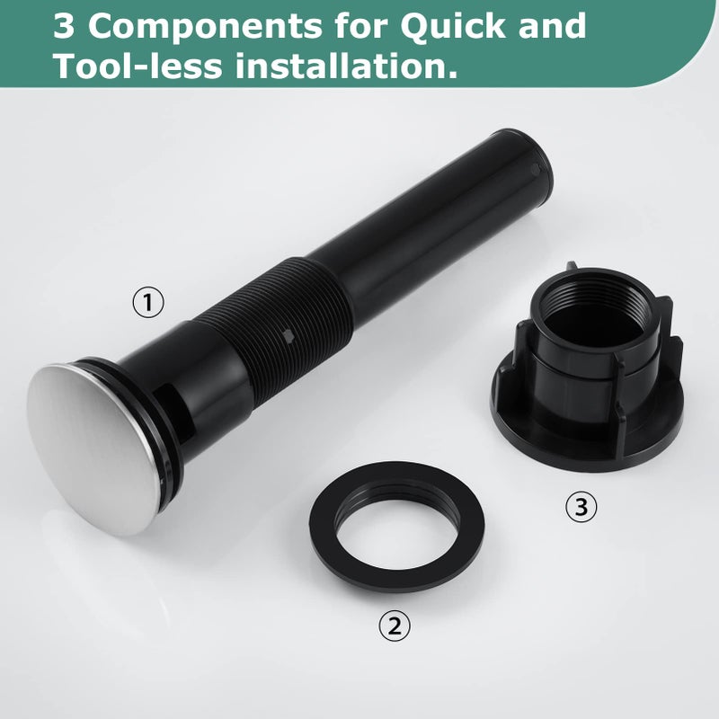 PARLOS Push & Seal Pop Up Drain Assembly Stopper for Bathroom Sink with Overflow Oil Rubbed Bronze, 20716 - Image 3